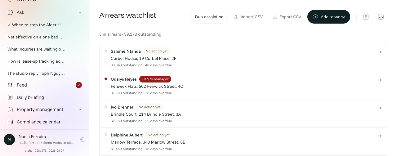 Seesa property arrears view
